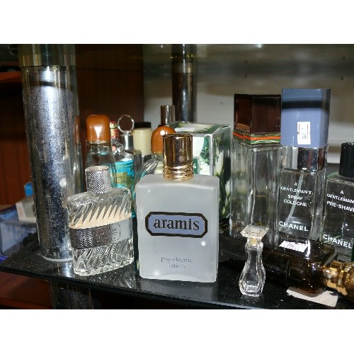 190 - COLLECTION  OF PERFUME BOTTLES - CHANEL, ARAMIS,  OBSESSION,  EAU SAUVAGE ETC.  NOTE - EMPTY BOTTLES