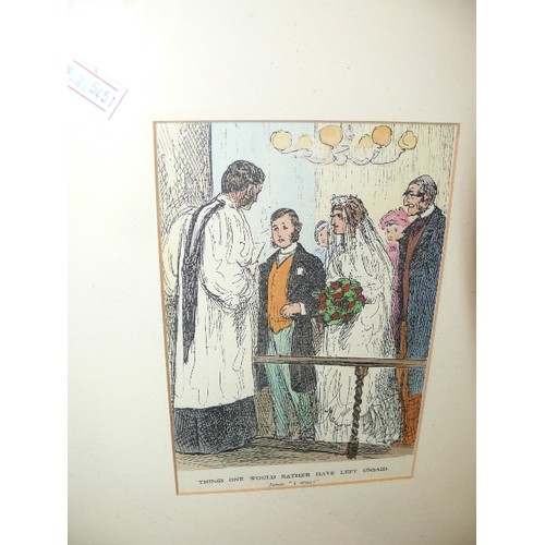 252 - A FRAMED AND GLAZED HUMEROUS WEDDING PRINT 'THINGS ONE WOULD RATHER HAVE LEFT UNSAID'