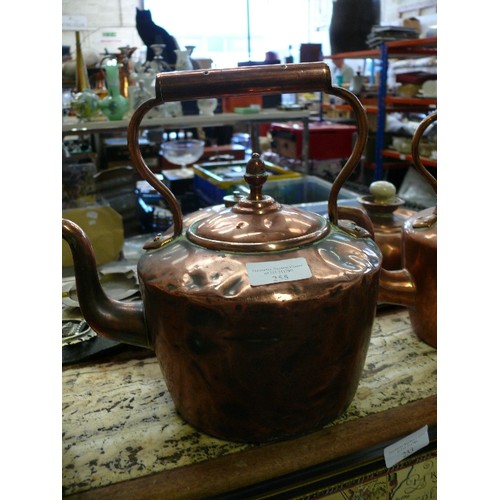 255 - 3 LARGE GRADUATED VINTAGE COPPER KETTLES