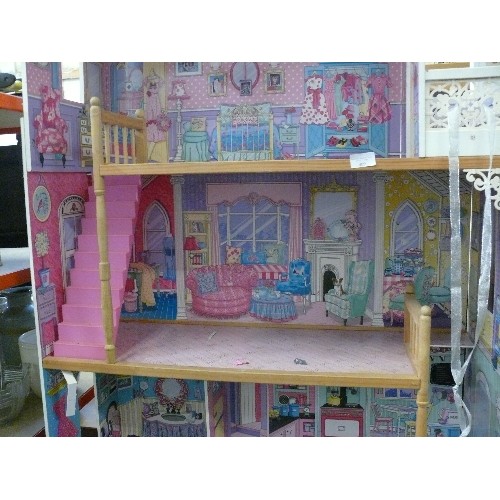 409 - VERY LARGE PINK WOODEN DOLLS HOUSE