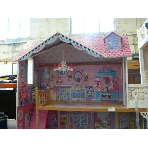 409 - VERY LARGE PINK WOODEN DOLLS HOUSE