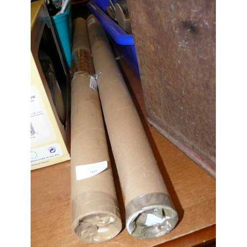 308 - 2 TUBES OF DOWEL RODS, POSSIBLY FOR MAKING ARROWS