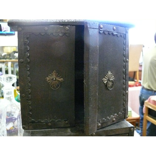 356 - A LOVELY DARK WOOD MINIATURE CABINET