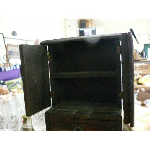 356 - A LOVELY DARK WOOD MINIATURE CABINET