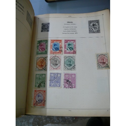 398 - A VINTAGE STAMP ALBUM WITH CONTENTS OF VARIOUS BRITISH AND WORLDWIDE STAMPS