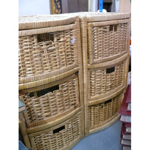 401 - 2 SETS OF WICKER 3 DRAWER CHESTS