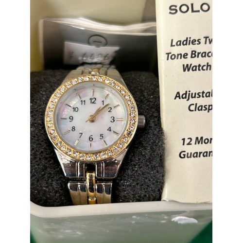 41 - SOLO LADIES TWO TONE BRACELET WATCH WITH INSTRUCTIONS IN BOX