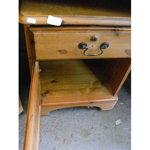 428 - A SMALL PINE BEDSIDE CABINET WITH 1 DRAWER AND CUPBOARD MADE BY DUCAL