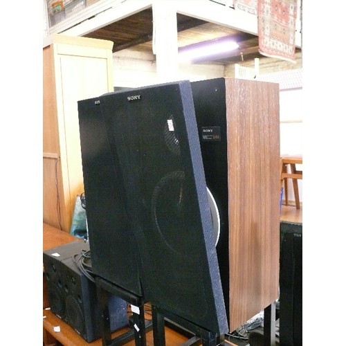 451 - A PAIR OF LARGE VINTAGE SONY SPEAKERS E44 2 WAY SPEAKER SYSTEM