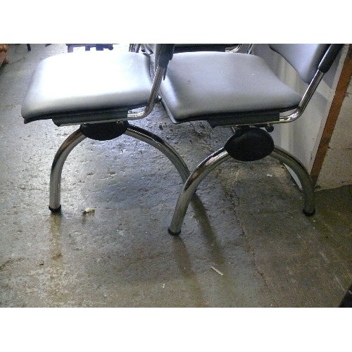 468 - 3 GREY FAUX LEATHER 3 SEAT BENCHES