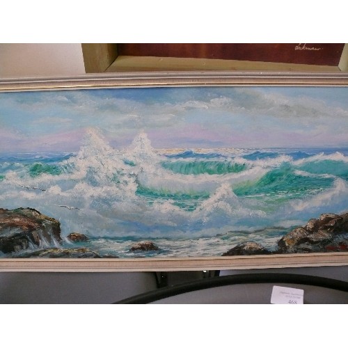 469 - A FRAMED OIL SEASCAPE SIGNED THEO SMITH, A FRAMED AND GLAZED WATERCOLOUR SIGNED M MARTEN AND 3 FRAME... 