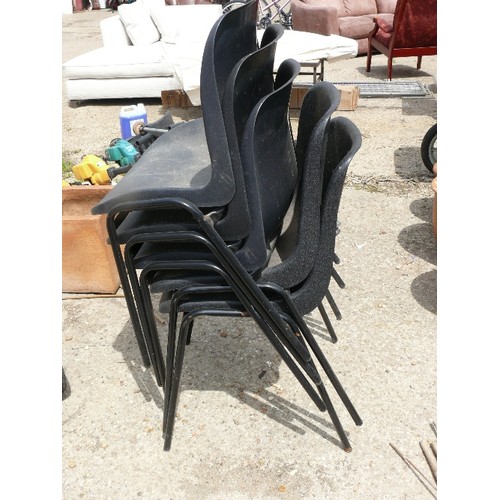 501 - 5 GREY STACKING CHAIRS WITH METAL LEGS