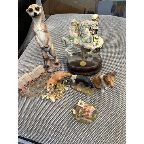 555 - ORNAMENTS INCLUDING MUSICAL CAROUSELS, MEERKAT, COLLIE ETC