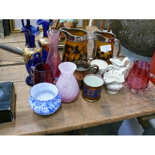 521 - Antique China & Glass inc s selection of 19th & early 20th Century pottery , raduated pair of Ridgwa... 