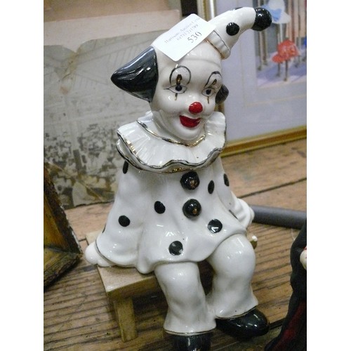 530 - 3 CERAMIC CLOWN FIGURES INCLUDING CLOWN ON A BENCH BY DEE FRANCIS LINCOLN