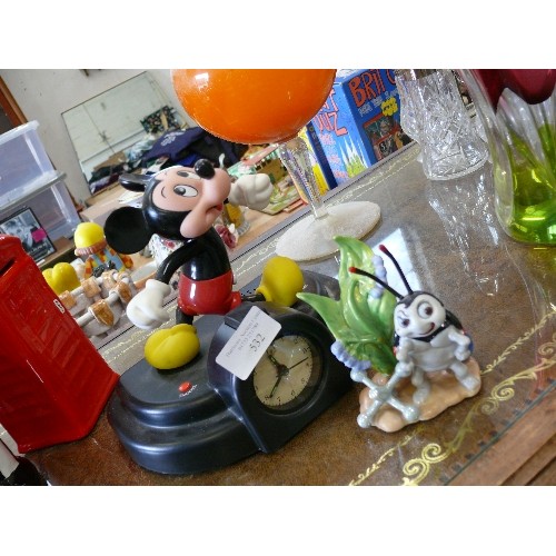 532 - MICKEY MOUSE ALARM CLOCK AND A DISNEY BUG CHARACTER