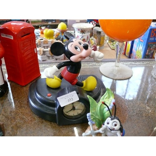 532 - MICKEY MOUSE ALARM CLOCK AND A DISNEY BUG CHARACTER