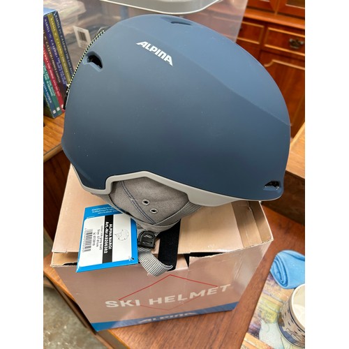 560 - SKI HELMET BY ALPINA  -  NEW WITH TAGS IN BOX - SIZE 57 - 61CM