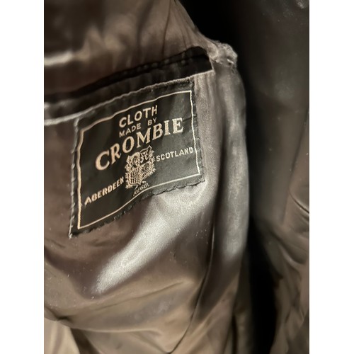 578 - GENTS CROMBIE SCOTLAND OVERCOAT - LINING TORN AND A GREY SUIT BY SCOTT 36