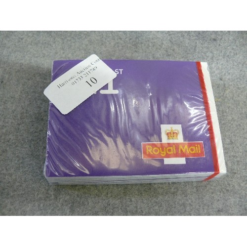 10 - SEALED PACK OF 50 BOOKS OF 4 X 1ST CLASS STAMPS (200 IN TOTAL). RETAIL £270 GUARANTEED GENUINE