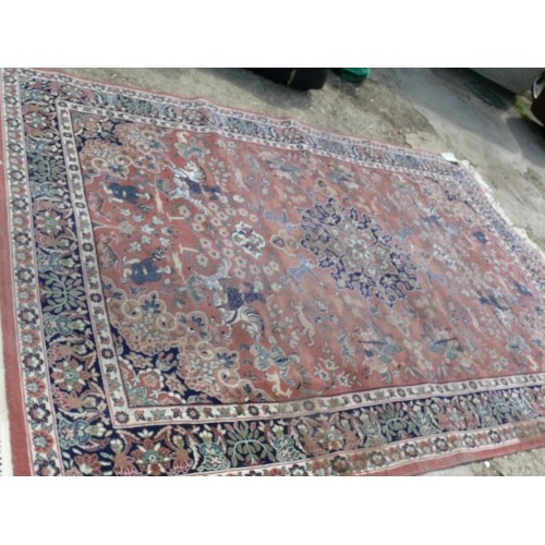 584 - LARGE WOOLLEN TURKISH CARPET 2.6M X 3M DESIGN SHIRAZ ROSE - HALI HAND FINISHED