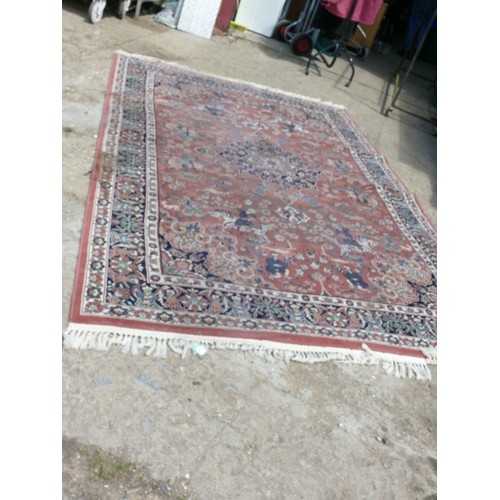 584 - LARGE WOOLLEN TURKISH CARPET 2.6M X 3M DESIGN SHIRAZ ROSE - HALI HAND FINISHED