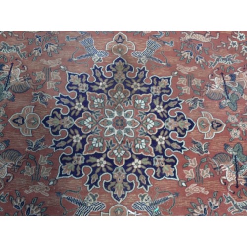 584 - LARGE WOOLLEN TURKISH CARPET 2.6M X 3M DESIGN SHIRAZ ROSE - HALI HAND FINISHED