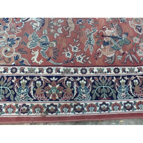 584 - LARGE WOOLLEN TURKISH CARPET 2.6M X 3M DESIGN SHIRAZ ROSE - HALI HAND FINISHED