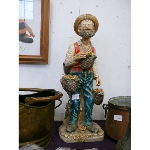 146 - MAN SELLING BASKETS OF FLOWERS, CAPO DI MONTE POSSIBLY