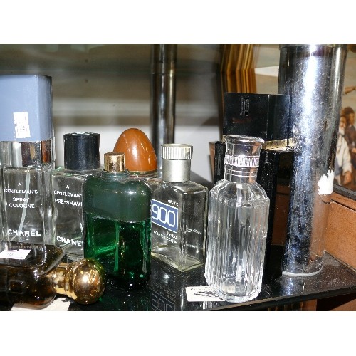 190 - COLLECTION  OF PERFUME BOTTLES - CHANEL, ARAMIS,  OBSESSION,  EAU SAUVAGE ETC.  NOTE - EMPTY BOTTLES