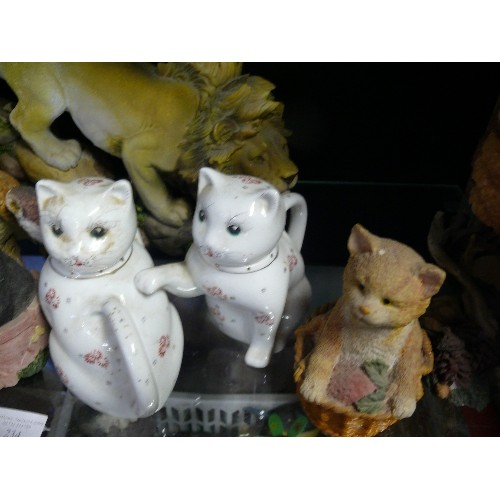 234 - A NICE SELECTION OF DECORATIVE ANIMAL FIGURINES TO INCLUDE FROGS, CATS, OWLS, LION ETC