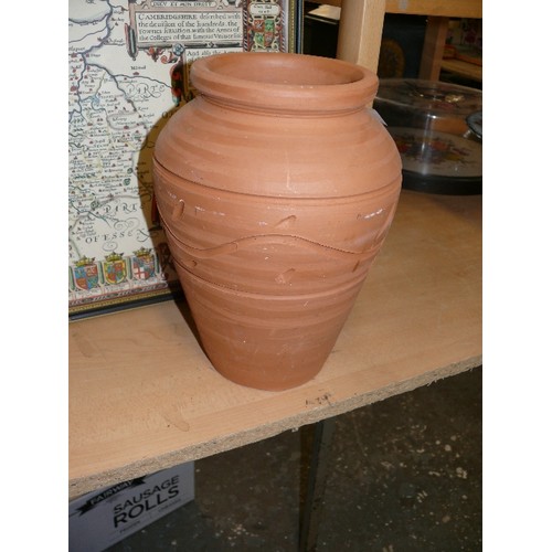 254 - A LARGE DECORATIVE TERRACOTTA VASE