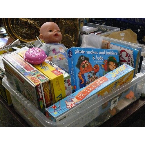 279 - A LARGE BOX OF VARIOUS TOYS AND GAMES