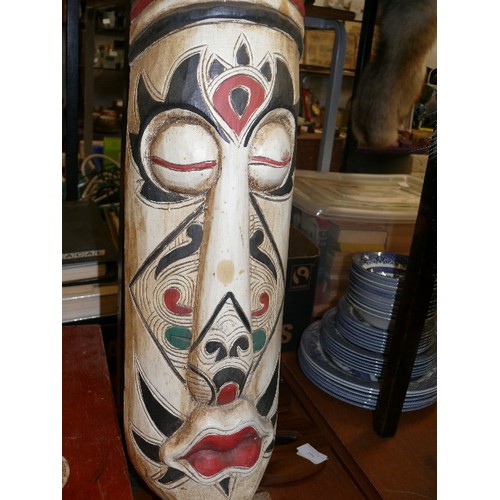 319 - LONG WOODEN AFRICAN TRIBAL MASK