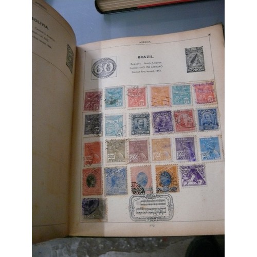 398 - A VINTAGE STAMP ALBUM WITH CONTENTS OF VARIOUS BRITISH AND WORLDWIDE STAMPS