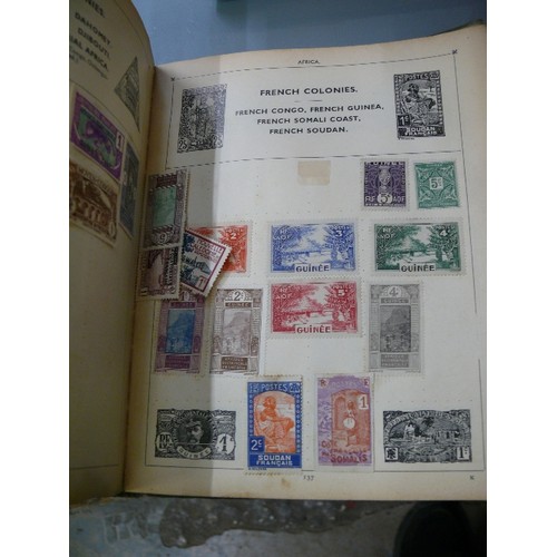 398 - A VINTAGE STAMP ALBUM WITH CONTENTS OF VARIOUS BRITISH AND WORLDWIDE STAMPS