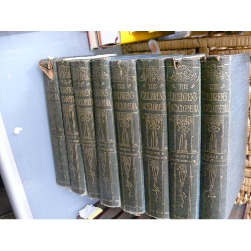 399 - A SET OF 8 VINTAGE LEATHERBOUND CHILDREN'S ENCYCLOPEDIAS