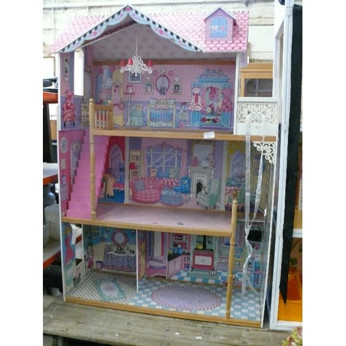 409 - VERY LARGE PINK WOODEN DOLLS HOUSE