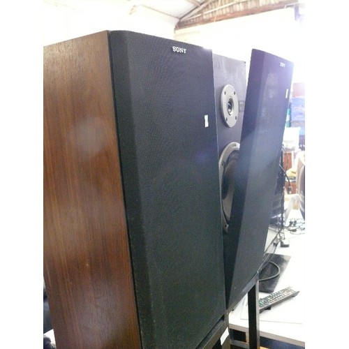 451 - A PAIR OF LARGE VINTAGE SONY SPEAKERS E44 2 WAY SPEAKER SYSTEM