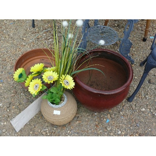 509 - 3 VARIOUS PLANT POTS (NOT PLASTIC)