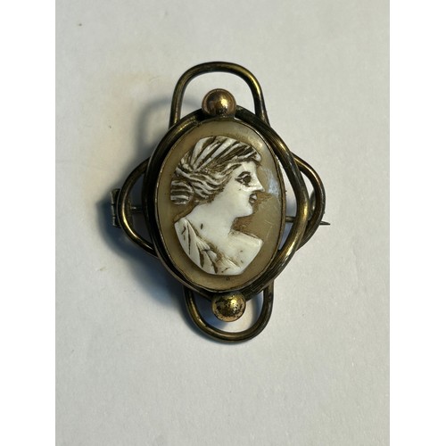 22 - 19th Century Cameo Brooch depicting a Classical lady, in a Pinchbeck frame