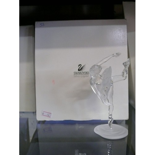 11 - A BEAUTIFUL SWAROVSKI SILVER CRYSTAL FIGURINE OF A BALLERINA WITH ORIGINAL BOX