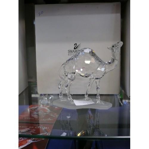 12 - A BEAUTIFUL SWAROVSKI SILVER CRYSTAL FIGURINE OF A CAMEL WITH ORIGINAL BOX