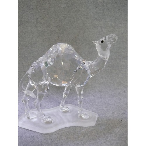 12 - A BEAUTIFUL SWAROVSKI SILVER CRYSTAL FIGURINE OF A CAMEL WITH ORIGINAL BOX