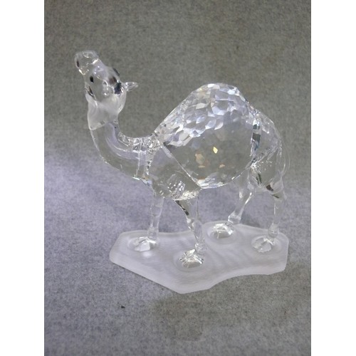 12 - A BEAUTIFUL SWAROVSKI SILVER CRYSTAL FIGURINE OF A CAMEL WITH ORIGINAL BOX