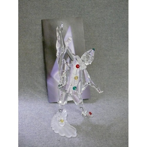 13 - A BEAUTIFUL SWAROVSKI CRYSTAL FIGURINE 'MASQUERADE PIERROT' WITH ORIGINAL BOX AND CERTIFICATE OF AUT... 