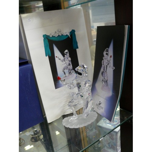 16 - A BEAUTIFUL SWAROVSKI CRYSTAL FIGURINE 'MASQUERADE HARLEQUIN' WITH ORIGINAL BOX AND CERTIFICATE OF A... 