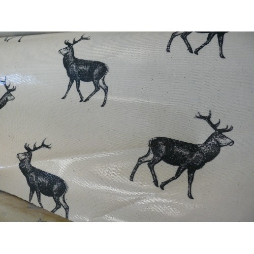 423 - 2 PART ROLLS OF STAG FABRIC 1 VINYL AND 1 COTTON