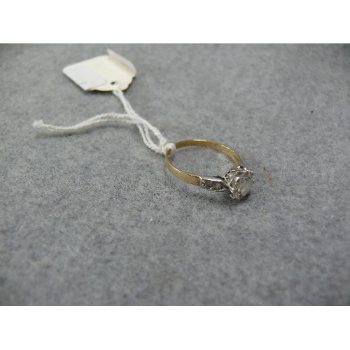 36 - A LOVELY 9CT GOLD SOLITAIRE ENGAGEMENT RING WITH WHITE STONE SIZE S WEIGHT 2.36 GR