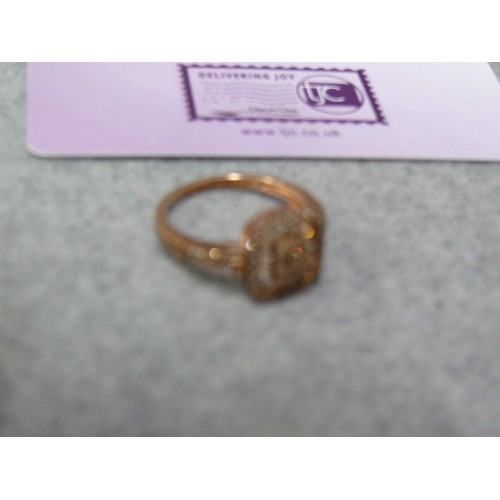 23 - A DIAMOND RING BY THE FAMOUS D`JOY JEWELLER, THE DIAMONDS ARE CHAMPAGNE ROUND MIXED No 60 DIAMONDS .... 